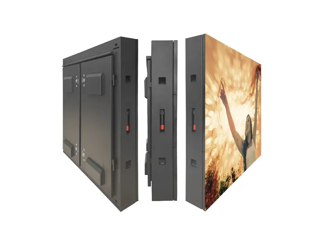Gabinete Serie CU de perfil, de dorso y de frente encendido