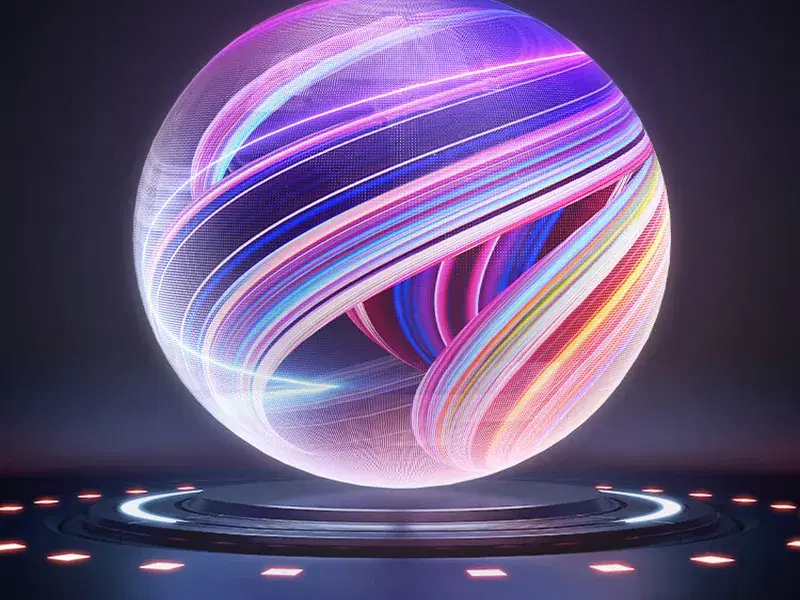 Esfera LED encendida con contenido abstracto