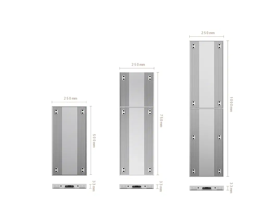 Gabinetes Serie CZ de 250 mm de ancho en tres alturas